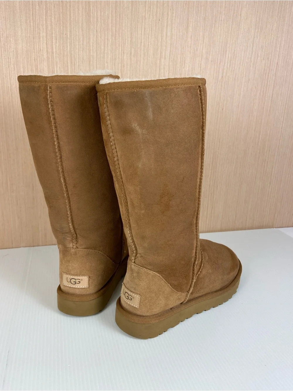UGG Classic Tall Chestnut Suede Sheepskin Boots Women’s Size 9